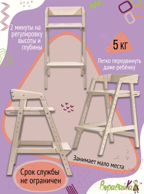 Стул детский Millwood Вырастайка Смарт (беленый)
