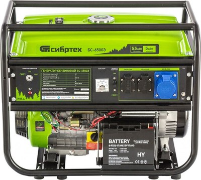 Бензиновый генератор СибрТех БС-6500Э (94548)