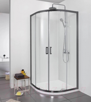 Душевой уголок Aquatek 90x90 / AQ ARI RO 09020BL (черный/прозрачное стекло)