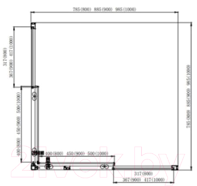 Душевой уголок Aquatek 90x90 / AQ ARI KV 09020BL (черный/прозрачное стекло)