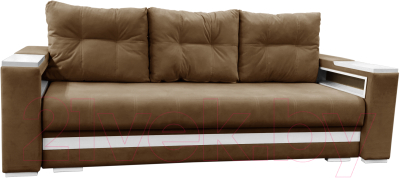 Диван Bobrovmebel Влада 8/2тнц раскладной ТНЦ + 2 пенала (микровелюр симпл 45 коричневый) - фото
