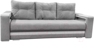 Диван Bobrovmebel Влада 8/2тнц раскладной ТНЦ + 2 пенала (микровелюр симпл 30 светло-серый) - фото