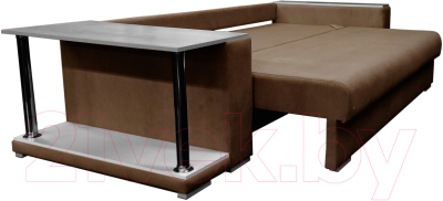 Диван Bobrovmebel Мегаполис раскладной стол слева (микровелюр симпл 45 коричневый)