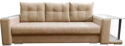 Диван Bobrovmebel Мегаполис раскладной стол справа (микровелюр симпл 42 бежевый) - фото