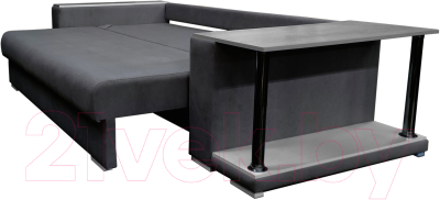 Диван Bobrovmebel Мегаполис раскладной стол справа (микровелюр симпл 54 серый)