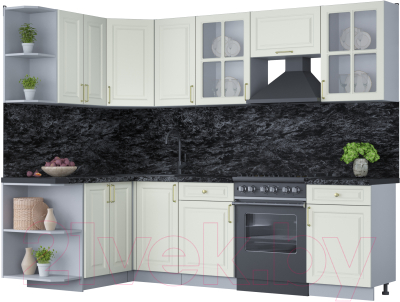 Готовая кухня Интерлиния Мила Шато 1.5x2.6 левая - фото