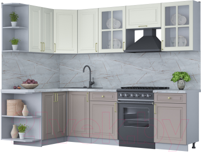 Готовая кухня Интерлиния Мила Шато 1.5x2.6 левая - фото