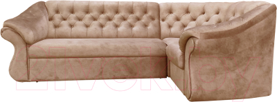 Диван угловой Bobrovmebel Арго 2(Н) раскладной (микровелюр симпл 42 бежевый) - фото