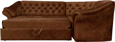 Диван угловой Bobrovmebel Арго 2(Н) раскладной (микровелюр симпл 45 коричневый)
