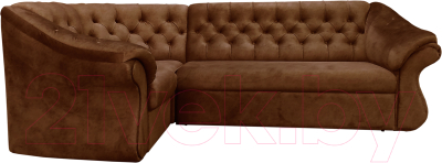 Диван угловой Bobrovmebel Арго 2(Н) раскладной (микровелюр симпл 45 коричневый)