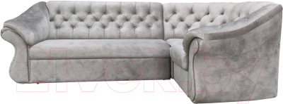 Диван угловой Bobrovmebel Арго 2(Н) раскладной (микровелюр симпл 30 светло-серый) - фото