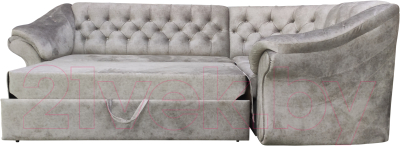 Диван угловой Bobrovmebel Арго 2(Н) раскладной (микровелюр симпл 30 светло-серый)