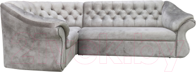 Диван угловой Bobrovmebel Арго 2(Н) раскладной (микровелюр симпл 30 светло-серый)