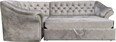 Диван угловой Bobrovmebel Арго 2(Н) раскладной (микровелюр симпл 30 светло-серый)