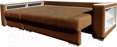Диван угловой Bobrovmebel Влада 8/2дн левый накладки + полка и пенал (микровелюр симпл 45 коричневый)