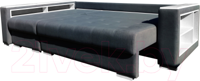 Диван угловой Bobrovmebel Влада 8/2дн левый накладки + полка и пенал (микровелюр симпл 54 серый)