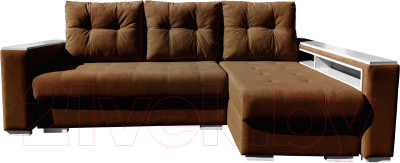 Диван угловой Bobrovmebel Влада 8/2дн правый накладки + полка и пенал - фото