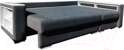 Диван угловой Bobrovmebel Влада 8/2дн правый накладки + полка и пенал (микровелюр симпл 54 серый)