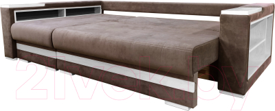 Диван угловой Bobrovmebel Влада 8/2тнц левый ТНЦ + полка и пенал (микровелюр симпл 45 коричневый)