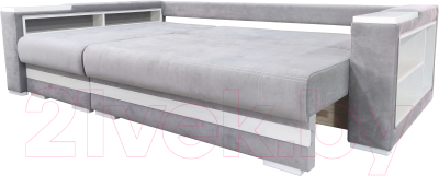 Диван угловой Bobrovmebel Влада 8/2тнц левый ТНЦ + полка и пенал (микровелюр симпл 30 светло-серый)