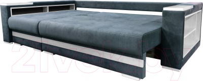 Диван угловой Bobrovmebel Влада 8/2тнц левый ТНЦ + полка и пенал (микровелюр симпл 54 серый)