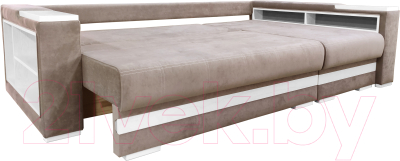 Диван угловой Bobrovmebel Влада 8/2тнц правый ТНЦ + полка и пенал (микровелюр симпл 42 бежевый)