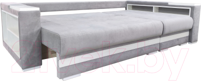 Диван угловой Bobrovmebel Влада 8/2тнц правый ТНЦ + полка и пенал (микровелюр симпл 30 светло-серый)