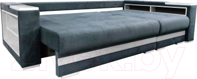 Диван угловой Bobrovmebel Влада 8/2тнц правый ТНЦ + полка и пенал (микровелюр симпл 54 серый)