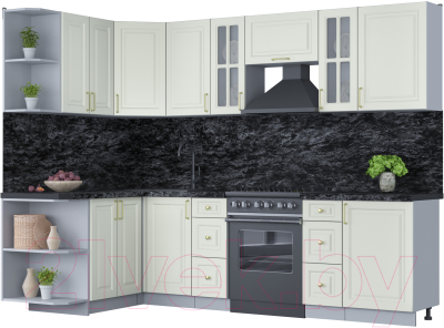 Готовая кухня Интерлиния Мила Шато 1.5x2.7 левая - фото