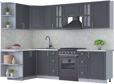 Готовая кухня Интерлиния Мила Шато 1.5x2.7 левая - фото