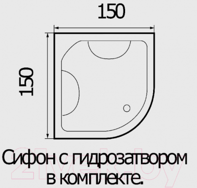 Ванна акриловая Wemor 150/150/55 C