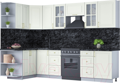 Готовая кухня Интерлиния Мила Шато 1.5x2.9 левая - фото