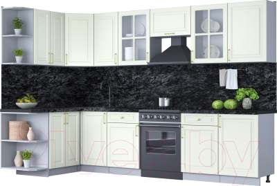 Готовая кухня Интерлиния Мила Шато 1.5x3.1 левая - фото