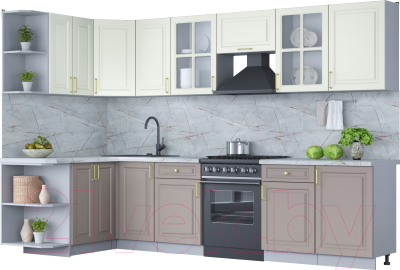 Готовая кухня Интерлиния Мила Шато 1.5x3.1 левая - фото
