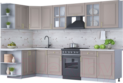 Готовая кухня Интерлиния Мила Шато 1.5x3.1 левая - фото