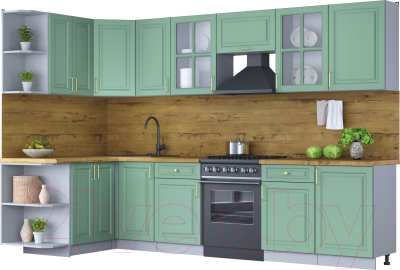 Готовая кухня Интерлиния Мила Шато 1.5x3.1 левая - фото