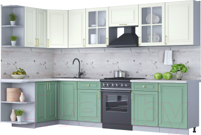 Готовая кухня Интерлиния Мила Шато 1.5x3.1 левая - фото