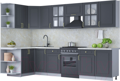 Готовая кухня Интерлиния Мила Шато 1.5x3.1 левая - фото