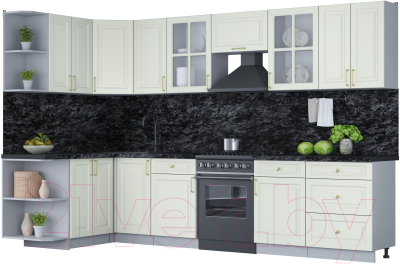 Готовая кухня Интерлиния Мила Шато 1.5x3.2 левая - фото