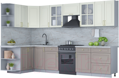 Готовая кухня Интерлиния Мила Шато 1.5x3.2 левая - фото