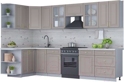 Готовая кухня Интерлиния Мила Шато 1.5x3.2 левая - фото