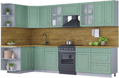 Готовая кухня Интерлиния Мила Шато 1.5x3.2 левая - фото