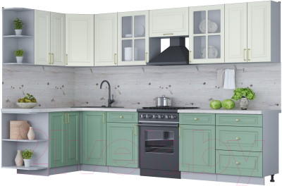 Готовая кухня Интерлиния Мила Шато 1.5x3.2 левая - фото