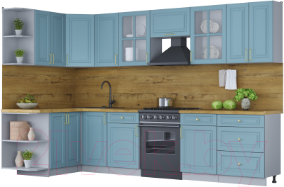 Готовая кухня Интерлиния Мила Шато 1.5x3.2 левая - фото