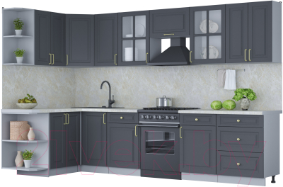 Готовая кухня Интерлиния Мила Шато 1.5x3.2 левая - фото