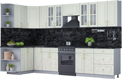 Готовая кухня Интерлиния Мила Шато 1.5x3.3 левая - фото