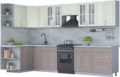 Готовая кухня Интерлиния Мила Шато 1.5x3.3 левая - фото