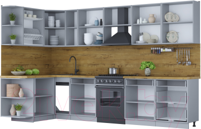 Готовая кухня Интерлиния Мила Шато 1.5x3.3 левая