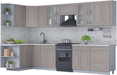 Готовая кухня Интерлиния Мила Шато 1.5x3.3 левая - фото