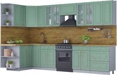 Готовая кухня Интерлиния Мила Шато 1.5x3.3 левая - фото